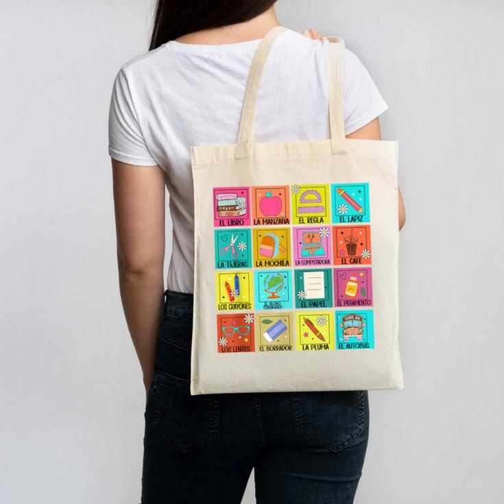 Spanish Teacher Back To School Maestra Dual Language Crew Canvas Tote Bag
