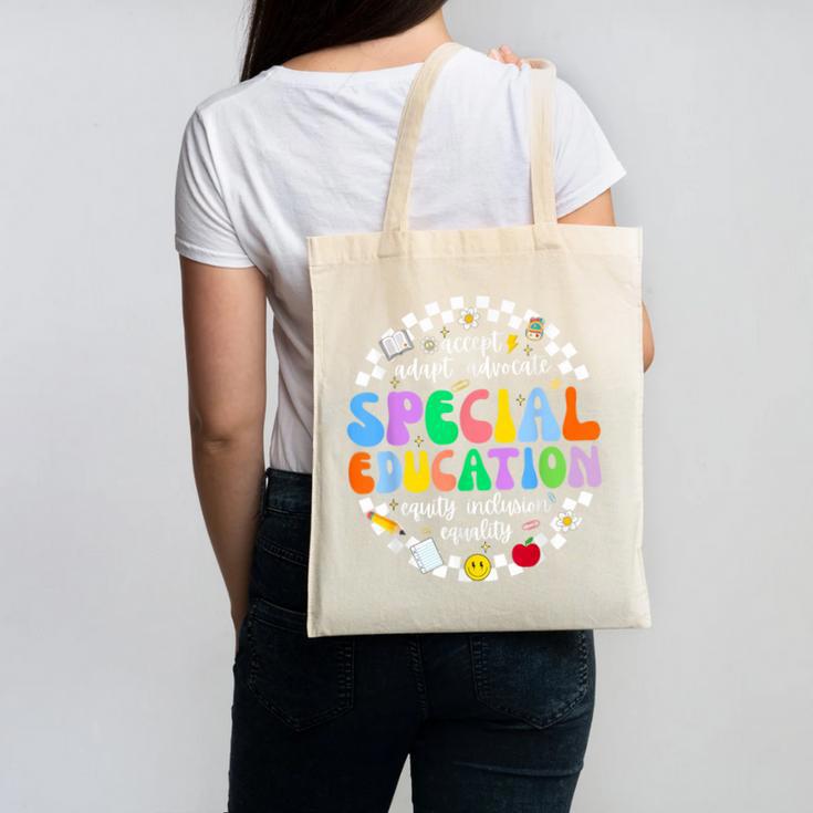 Special Education Teacher SPED Squad Team Kids Men Groovy Canvas Tote Bag
