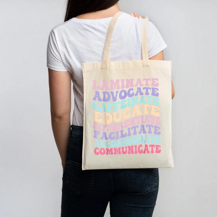 Sped Caffeinate Advocate Laminate Educate Teacher Canvas Tote Bag