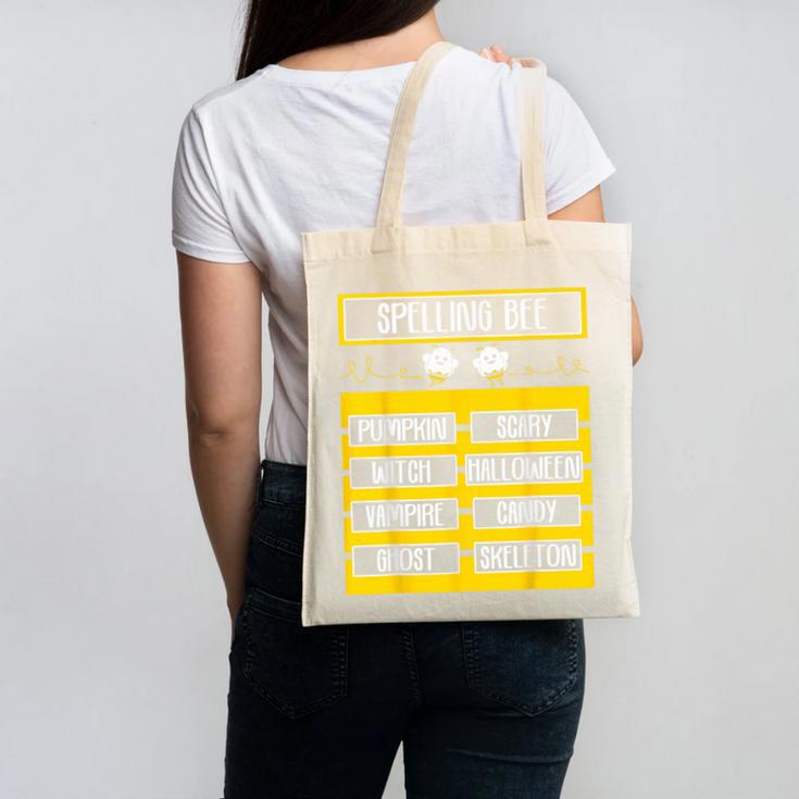 Spelling Bee Halloween Teachers Bee Spelling Competition Canvas Tote Bag