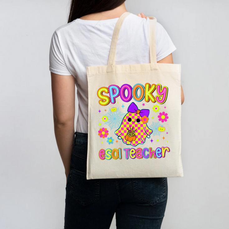 Spooky ESOL Teacher Halloween ESOL Teaching Coquette Canvas Tote Bag