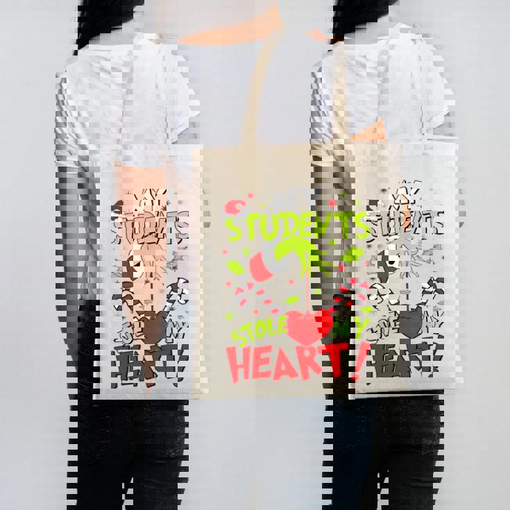 My Students Stole My Heart Teacher Holiday Merry Christmas Canvas Tote Bag