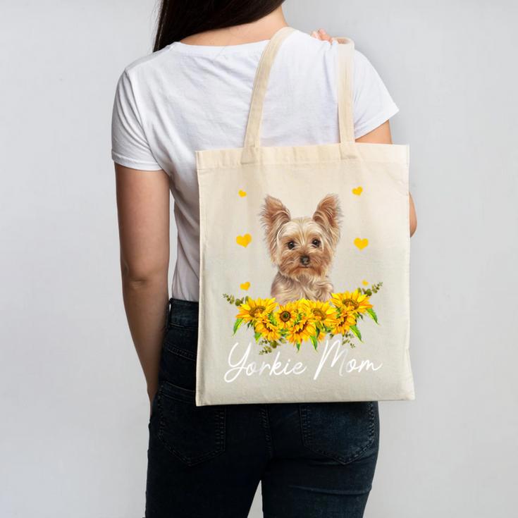 Sunflower Yorkie Mom Dog Lover Canvas Tote Bag