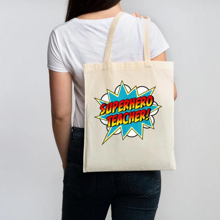 Superhero Teacher Retro Comic Teaching Superpower Canvas Tote Bag