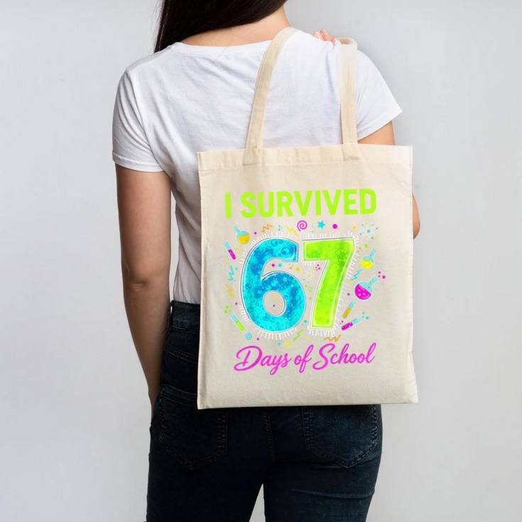 I Survived 67 Days Of School 67 Meme Science Teacher Canvas Tote Bag