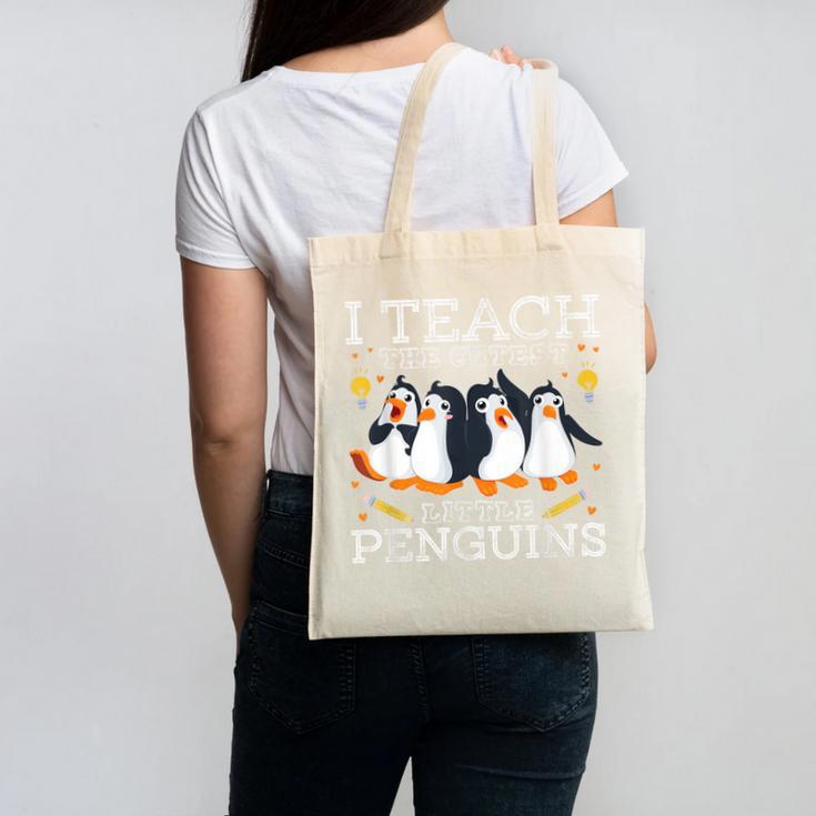 I Teach The Cutest Little Penguins Cute School Teacher Tee Canvas Tote Bag