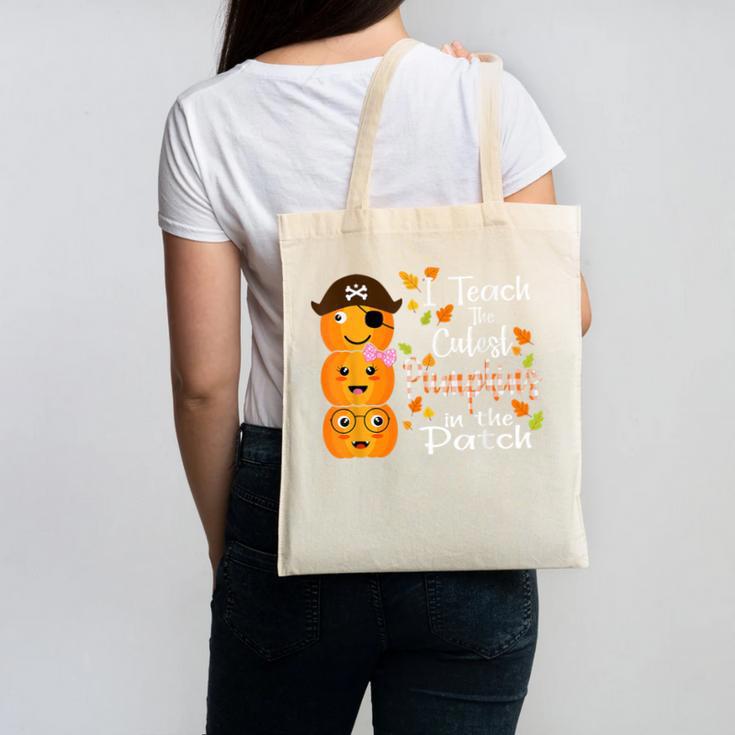 I Teach The Cutest Pumpkins Halloween Shirt For Teachers Canvas Tote Bag