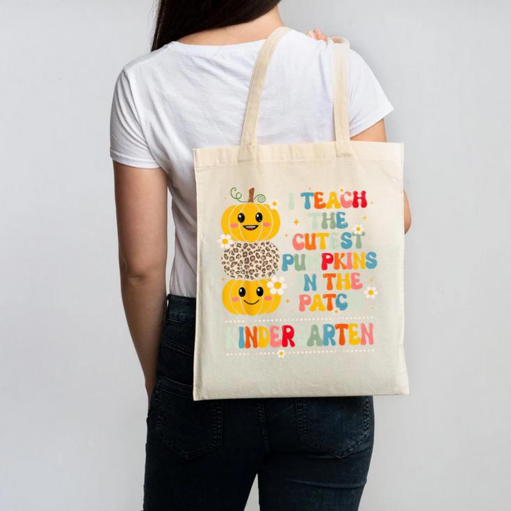I Teach The Cutest Pumpkins Kindergarten Teacher Halloween Canvas Tote Bag