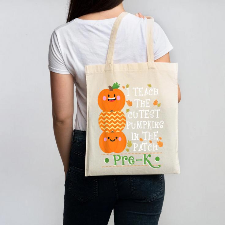 I Teach The Cutest Pumpkins In Patch Pre-K Halloween Teacher Canvas Tote Bag