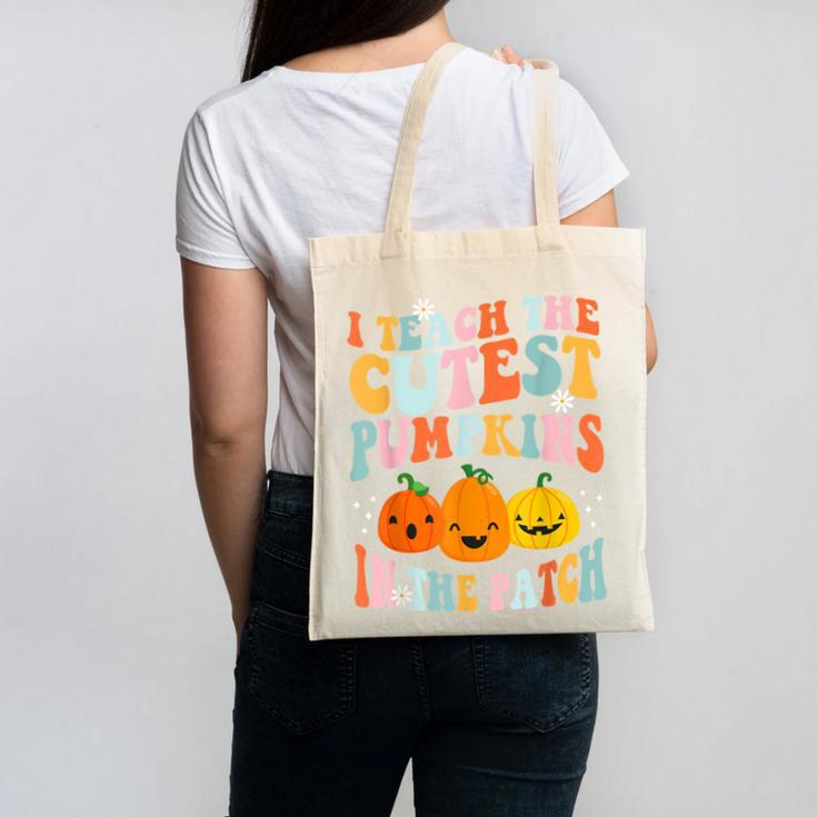 I Teach The Cutest Pumpkins In The Patch Teacher Canvas Tote Bag