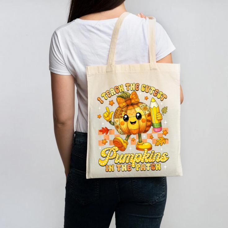 I Teach The Cutest Pumpkins In The Patch Teacher Halloween Canvas Tote Bag