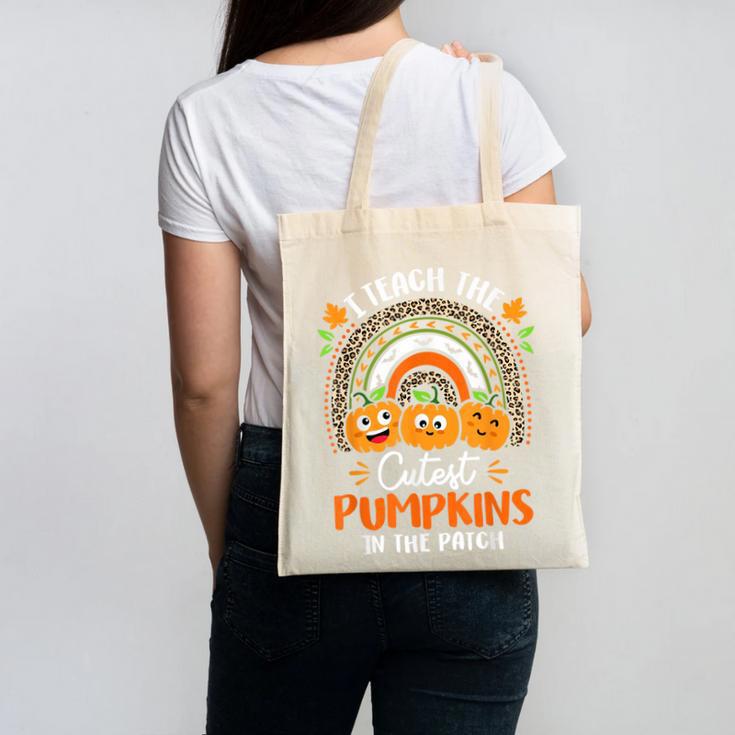 I Teach The Cutest Pumpkins In The Patch Teacher Halloween Canvas Tote Bag