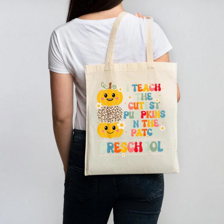 I Teach The Cutest Pumpkins Preschool Teacher Halloween Canvas Tote Bag