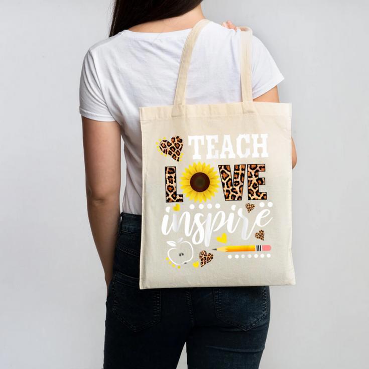 TEACH LOVE INSPIRE Teacher Sunflower Appreciation Canvas Tote Bag