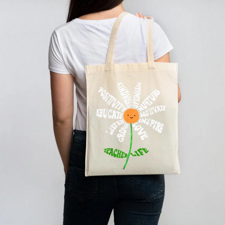 Teach Love Inspire Teachers Inspirational Flower Teachers Canvas Tote Bag
