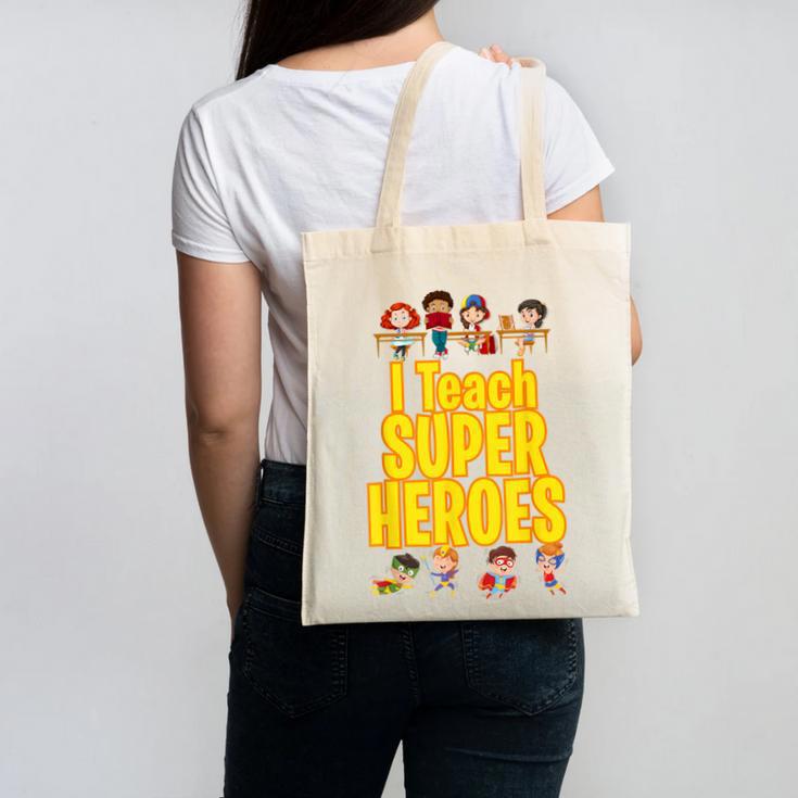 I Teach Super Heroes Comic Book Hero Teacher School Canvas Tote Bag