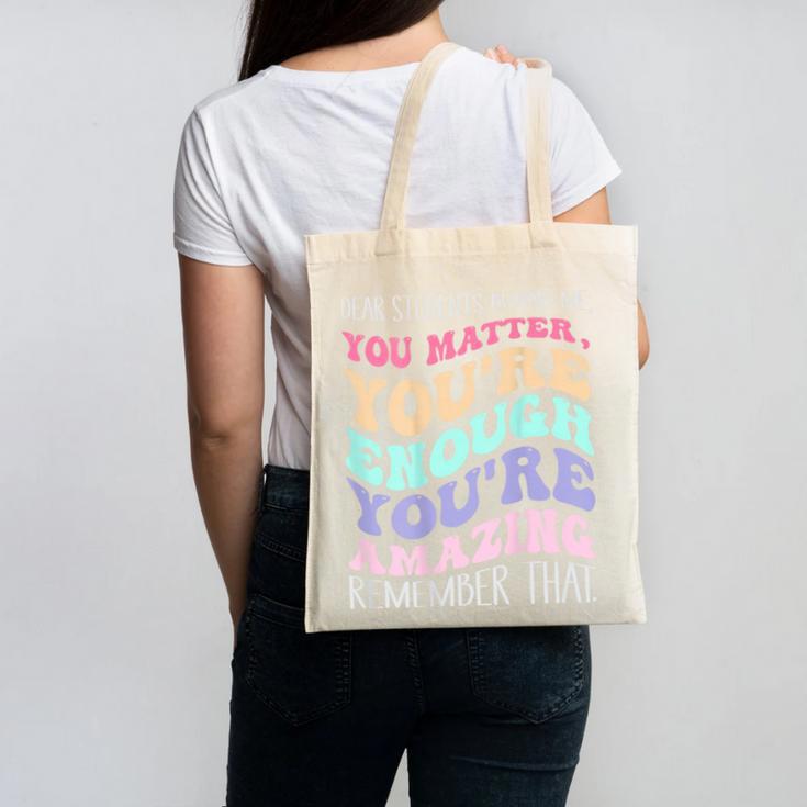 Teacher Dear Students Behind Me 1st Day Of School On Back Canvas Tote Bag