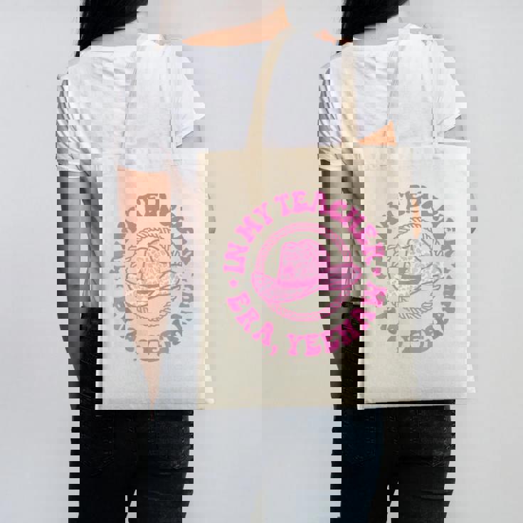 In My Teacher Era Yeehaw Pink Teacher Western Cowgirl Canvas Tote Bag