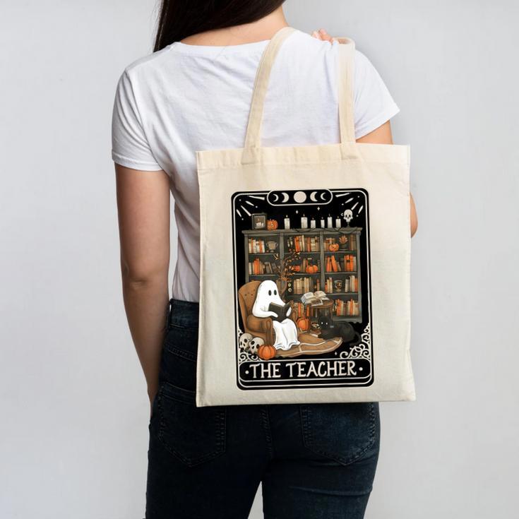 The Teacher Ghost Book Reading Books Lover Halloween Canvas Tote Bag