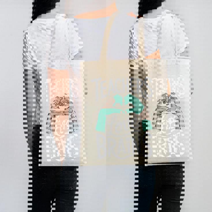 Teacher Halloween Shirt Women Men Teachers Love Brains Canvas Tote Bag