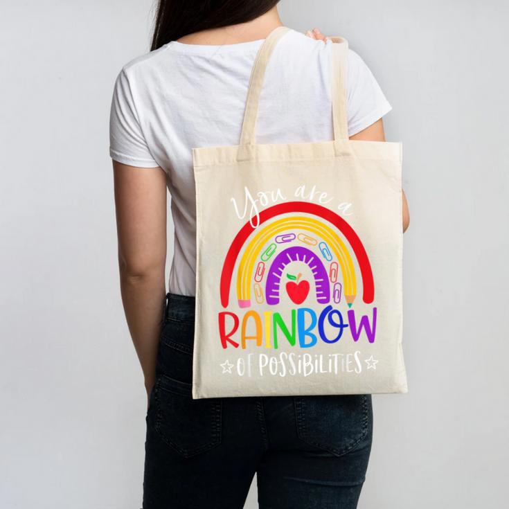 Teacher You Are a Rainbow Of Possibilities Funny Canvas Tote Bag