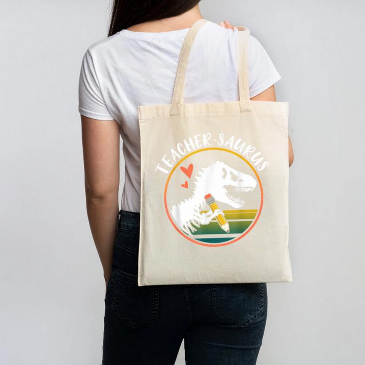 Teacher-Saurus Dinosaur Teacher Design T-Rex Design Canvas Tote Bag