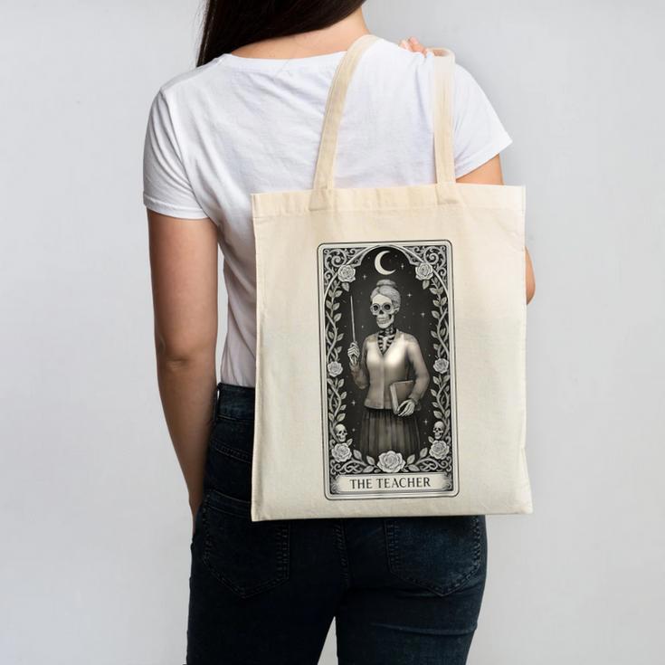 The Teacher Skeleton Tarot Card Canvas Tote Bag