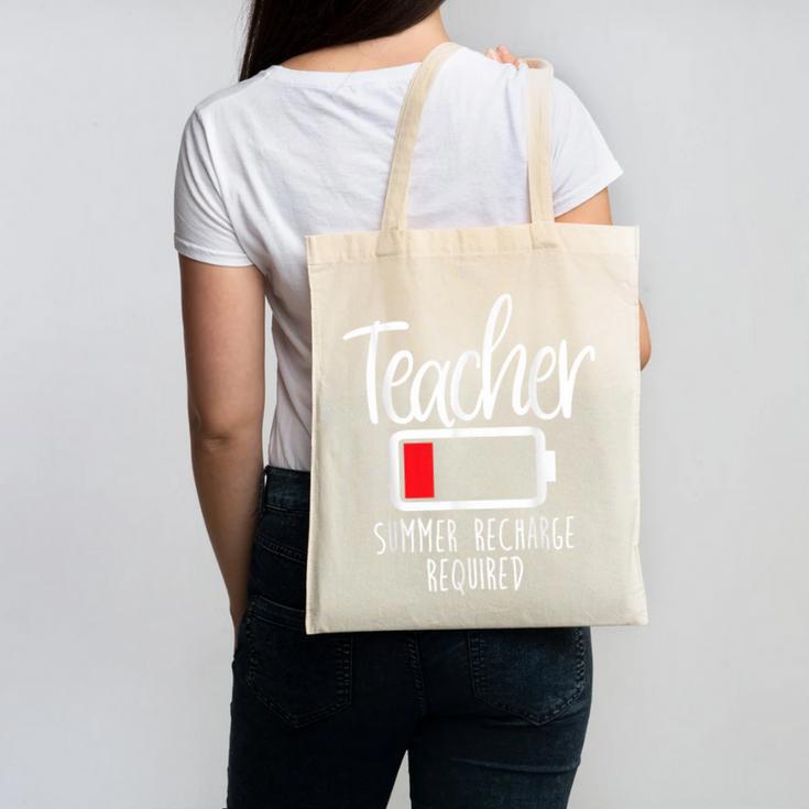 Teacher Summer Recharge Required Last Day School Women Canvas Tote Bag