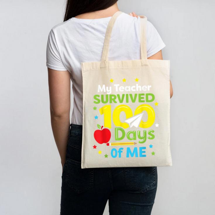 My Teacher Survived 100 Days Of Me Canvas Tote Bag