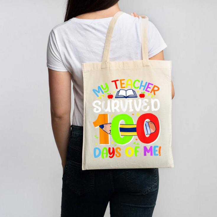 My Teacher Survived 100 Days Of Me 100 Days Of School Canvas Tote Bag