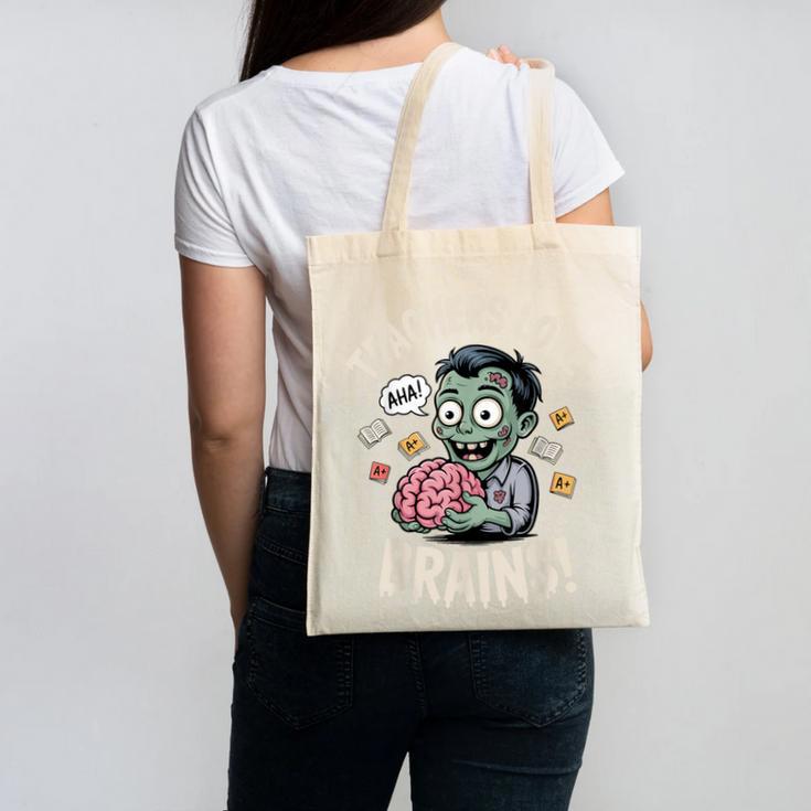 Teachers Love Brains Shirt Men Women Teacher Halloween Canvas Tote Bag