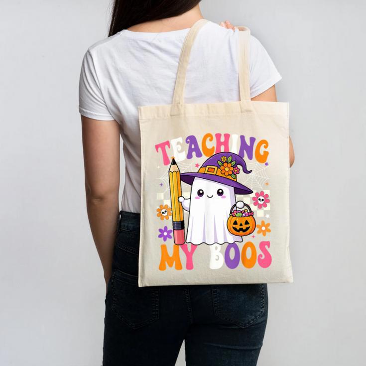 Teaching My Boos Ghost Teacher Cute Pencil Halloween Teacher Canvas Tote Bag