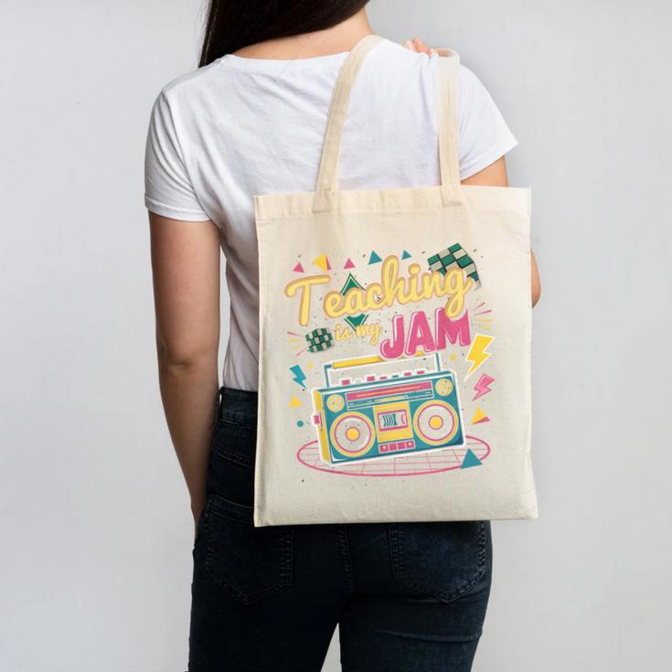 Teaching Is My Jam Groovy Retro Teacher Back To School Canvas Tote Bag