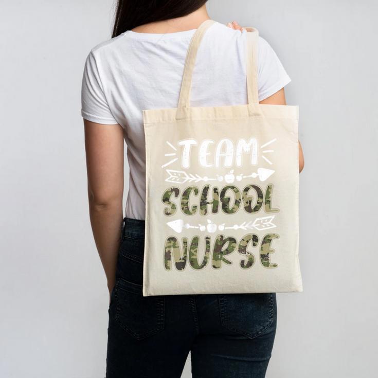 Team School Nurse Camo Teacher Student Back To School For Men Women Canvas Tote Bag