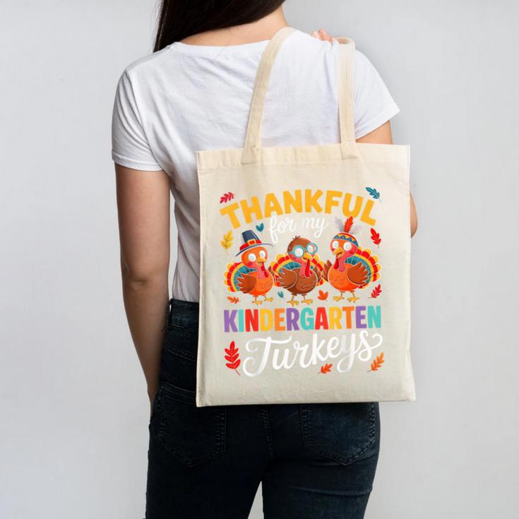 Thankful For My Kindergarten Turkeys Thanksgiving Teacher Canvas Tote Bag