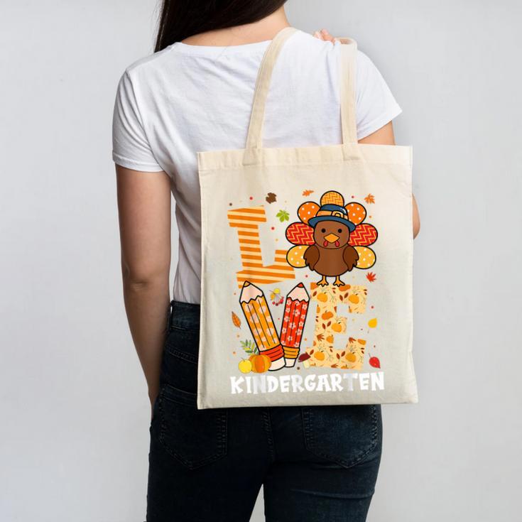 Thanksgiving Love Kindergarten Teacher Turkey Autumn Fall Canvas Tote Bag