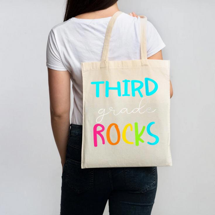 Third Grade Rocks Shirt Team 3rd Grade Teacher Canvas Tote Bag