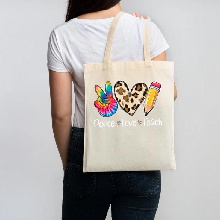 Tie Dye Hippie Peace Love Teach Teacher Appreciation Canvas Tote Bag