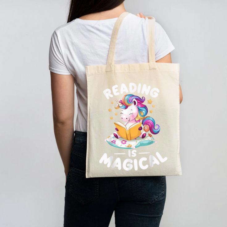 Unicorn Teacher Reading Is Magical Book Canvas Tote Bag