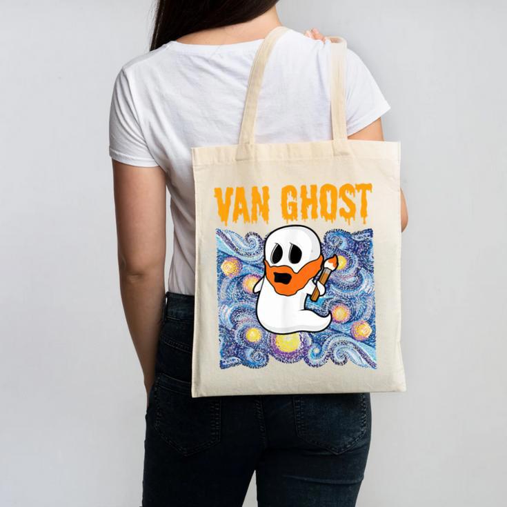 Van Ghost Art Teacher Halloween Van Gogh Starry Night Canvas Tote Bag