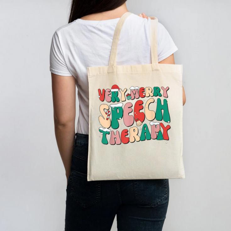 Verry Merry Speech Language Pathologist Teacher Christmas Canvas Tote Bag