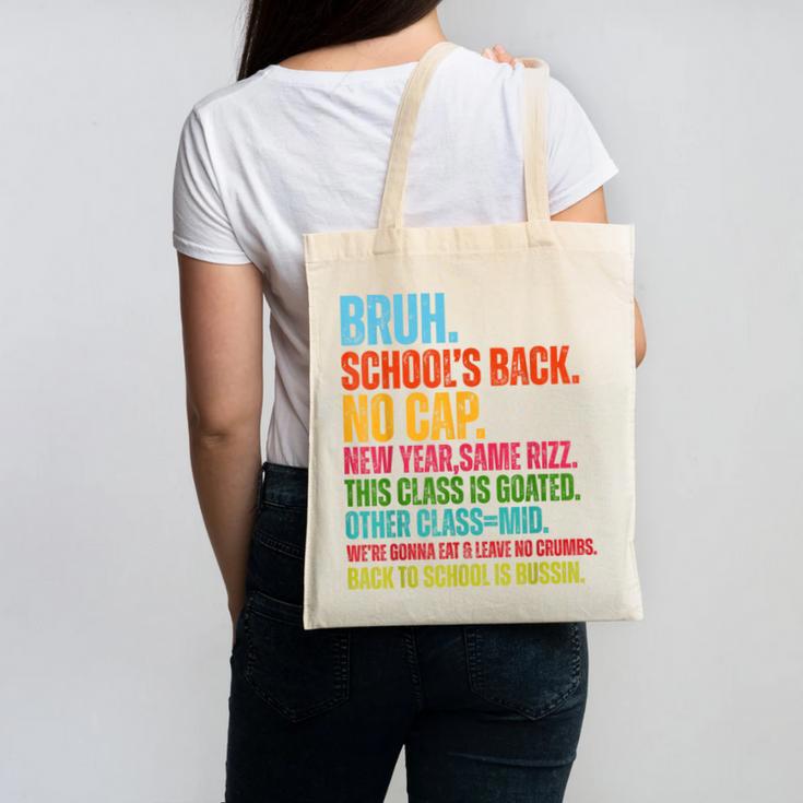 Vintage Bruh We Back No Cap Bruh We'Re Back Student Teacher Canvas Tote Bag