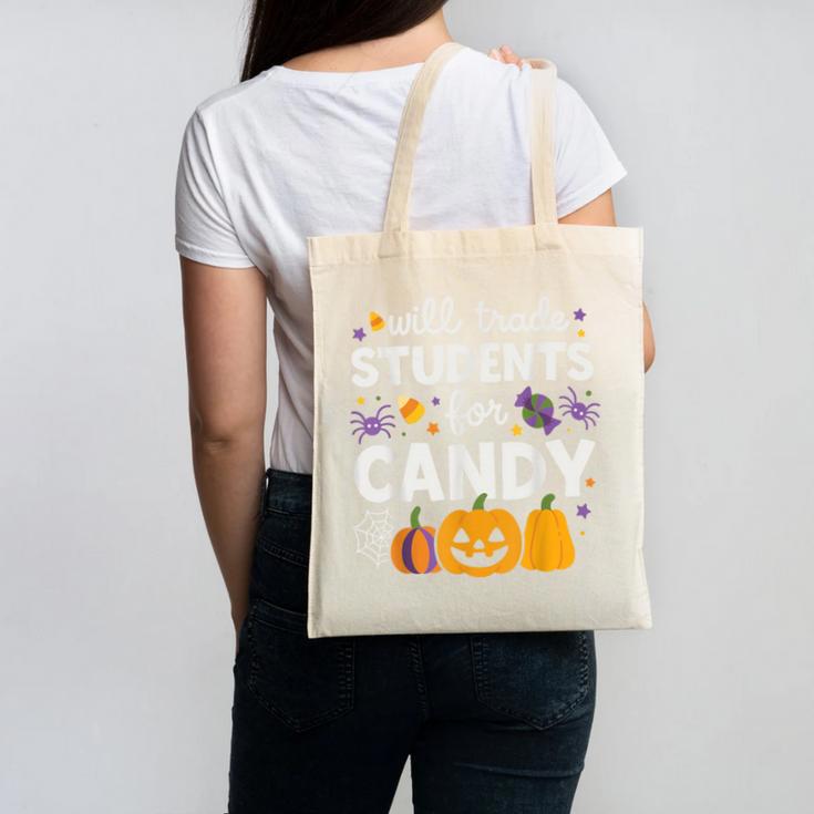 Will Trade Students For Candy Teacher Cute Halloween Canvas Tote Bag