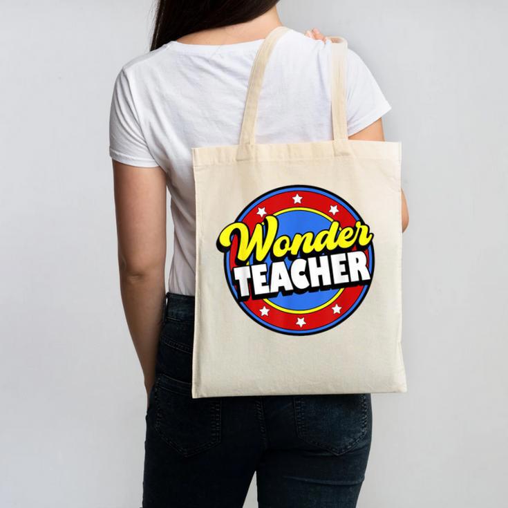 Wonder Teacher Super Woman Power Superhero Back To School Canvas Tote Bag