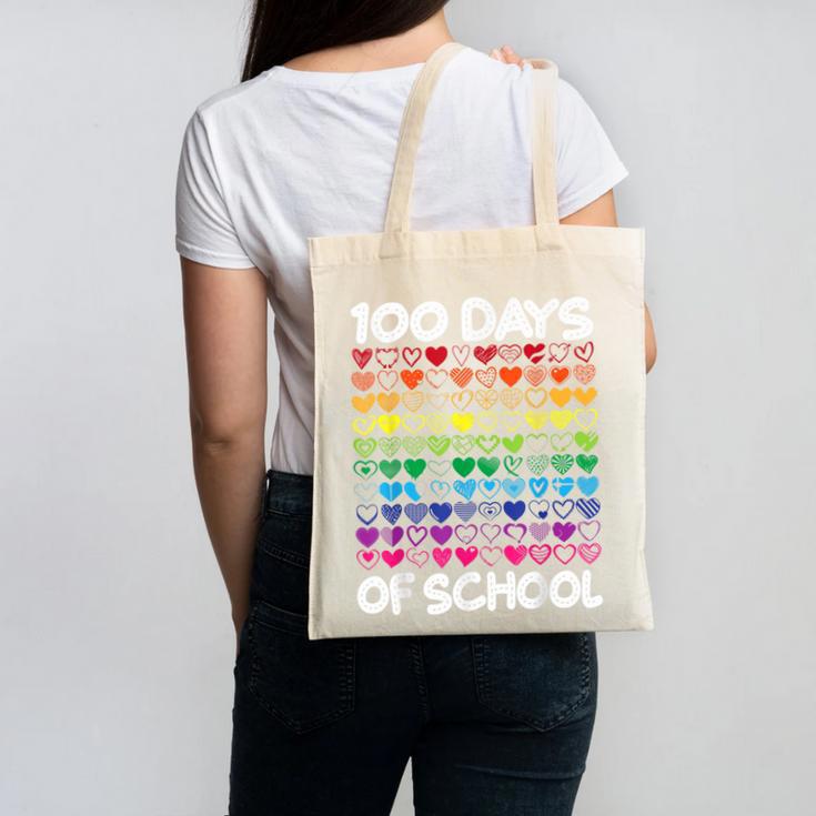 100 Days Of School Heart Love Teacher Or Student 100th Day Canvas Tote Bag, trending gift