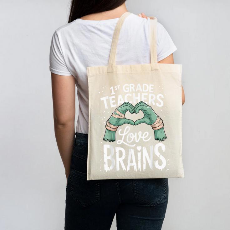 1st Grade Teachers Love Brains Shirt Halloween Teacher Canvas Tote Bag, trending gift 1st Grade Teachers Love Brains Shirt Halloween Teacher Canvas Tote Bag, trending gift