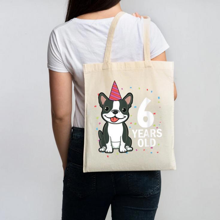 6 Years Old Birthday Boston Terrier Dog Lover 6th Party Kid Canvas Tote Bag, trending gift