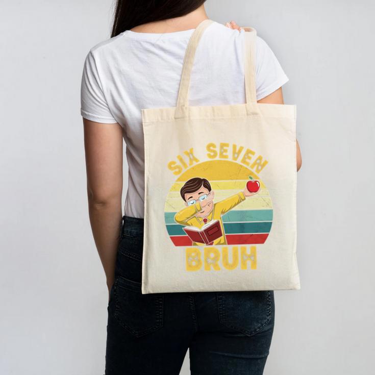 67 Meme Six Seven Bruh Retro Dabbing Teacher School Canvas Tote Bag
