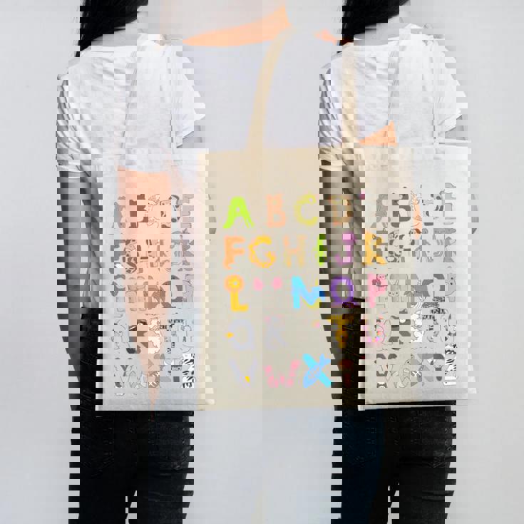 ABC Animals Alphabet Graphic Boys Girls Kindergarten Teacher Canvas Tote Bag