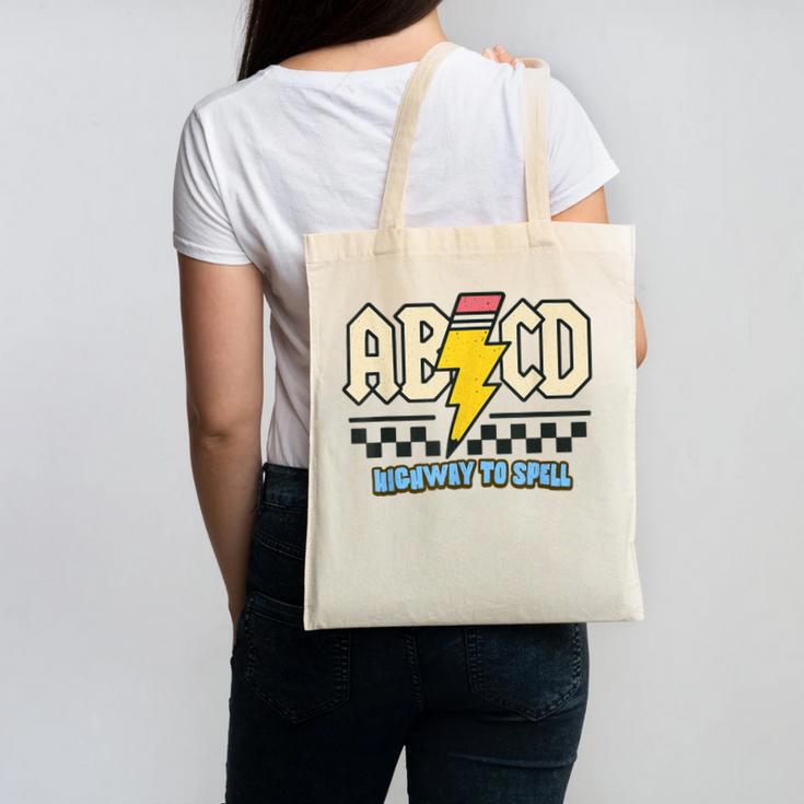 ABCD Highway To Spell Pencil Teacher & Student Font Me Canvas Tote Bag